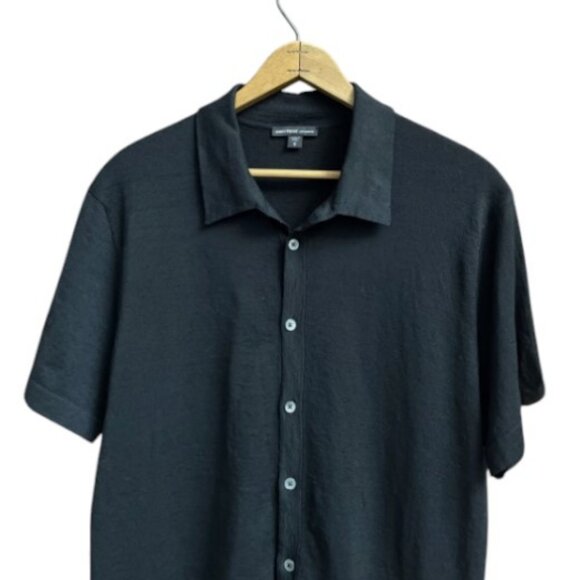 James Perse black button down short sleeve shirt size 0 - Picture 3 of 7